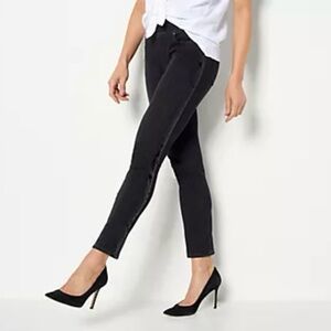 Belle by Kim Gravel Flexibelle Reg Straight Leg Black Sequin Jeans Size 0 NWOT